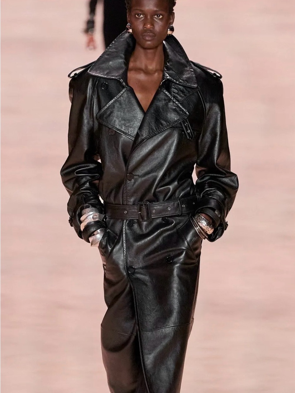 Saint Laurent 2022 Runway Full Lambskin Leather Trench Coat